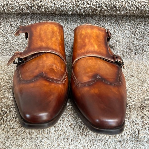 Magnanni Men\'s Brown Double Buckle-fastened Monk Shoes main image 13